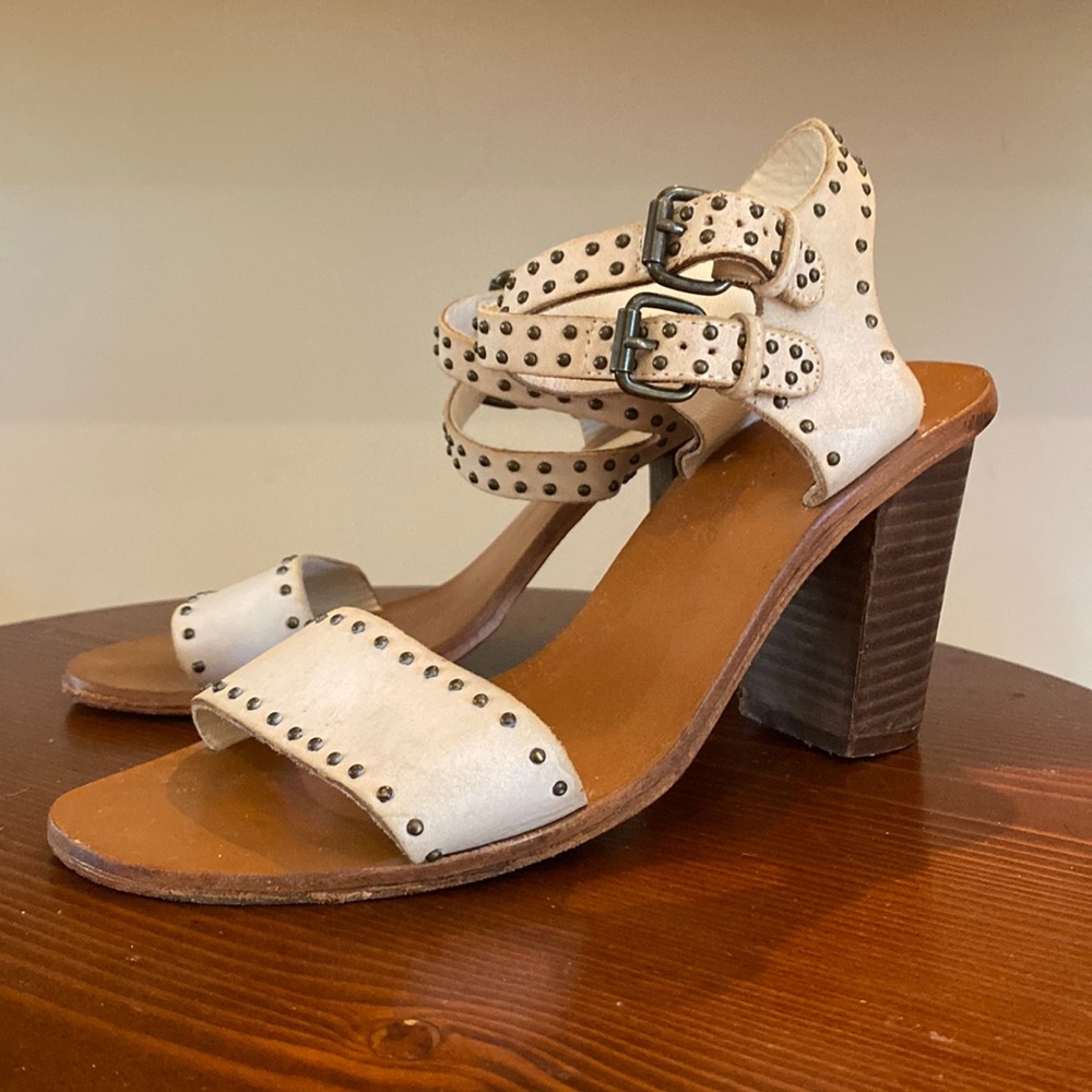 Matisse Leather White Studded Heels